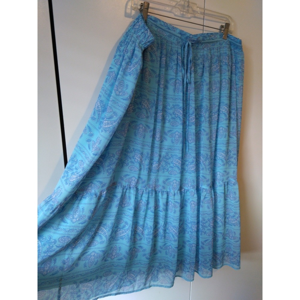 Womens Floral Tiered Maxi Skirt Plus Size 18/20 Flowy Chiffon Elegant Lined